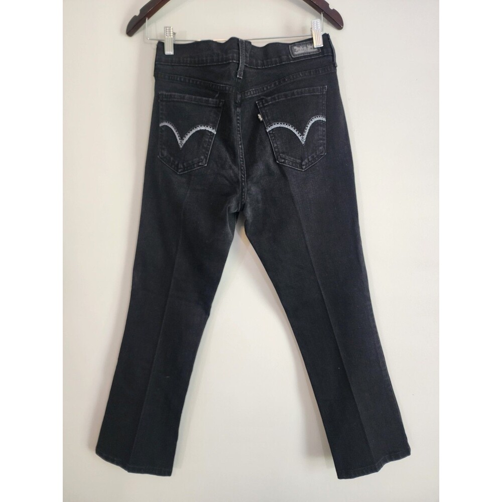 Levi's 505 Straight Leg Black Denim Jeans Women's Size 8L 29x34 embroidery - Picture 3 of 10